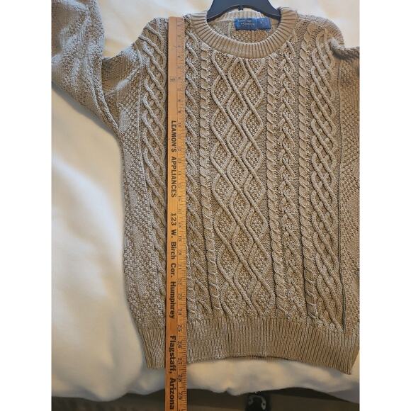 Cambridge Classic Chunky Cable Knit Sweater Crewneck Brown/Tan - Picture 5 of 5